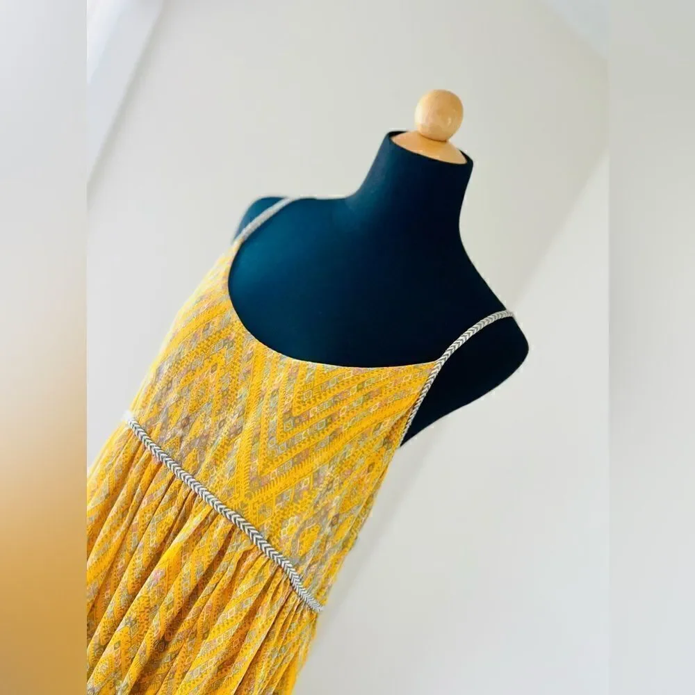 Free People So Nice Chiffon Dress in Yellow size S - Picture 6 of 13